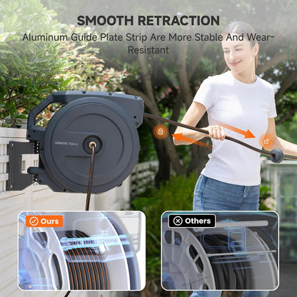 Retractable Garden Hose Reel 5/8"115FT Wall Mount Auto Rewind