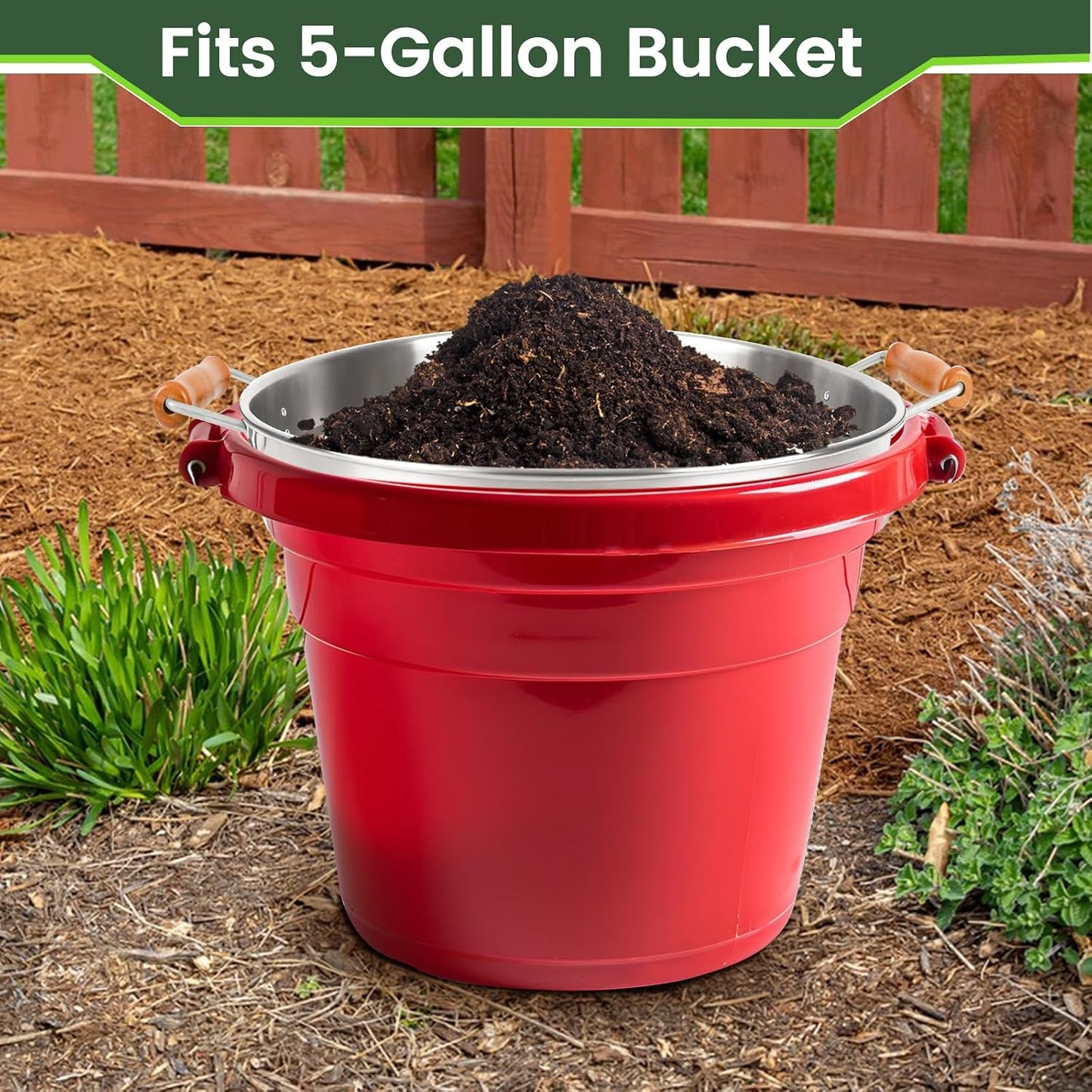 Large 14.57" Soil Sifter with 5 Interchangeable Stainless Steel Mesh Screens (1/3/6/9/12mm) + Stainless Steel Hand Trowel + Galvanized Garden Sieve for Compost, Sand, Gravel & Cat Litter (Silver)