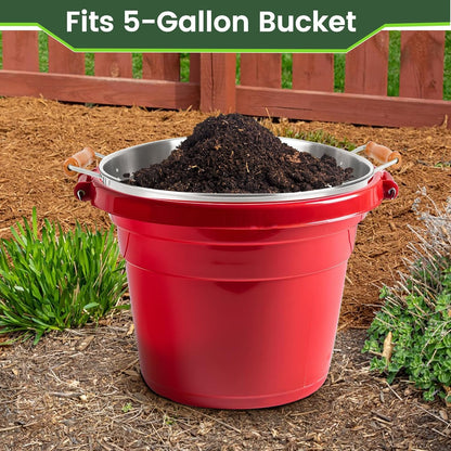 Large 14.57" Soil Sifter with 5 Interchangeable Stainless Steel Mesh Screens (1/3/6/9/12mm) + Stainless Steel Hand Trowel + Galvanized Garden Sieve for Compost, Sand, Gravel & Cat Litter (Silver)