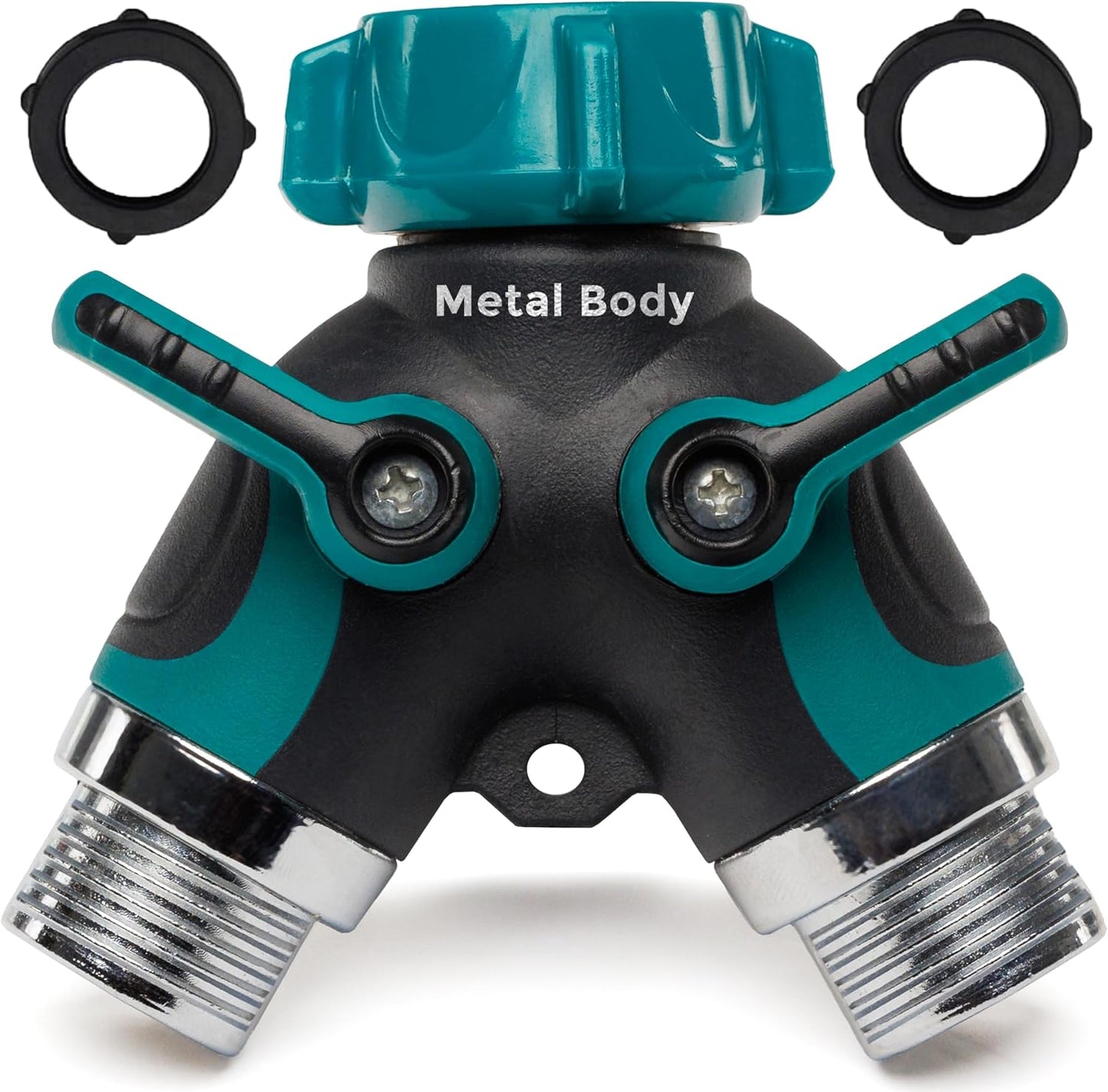 CARPATHEN 3/4" Standard 2 Way Garden Hose Splitter, Heavy Duty Metal Body