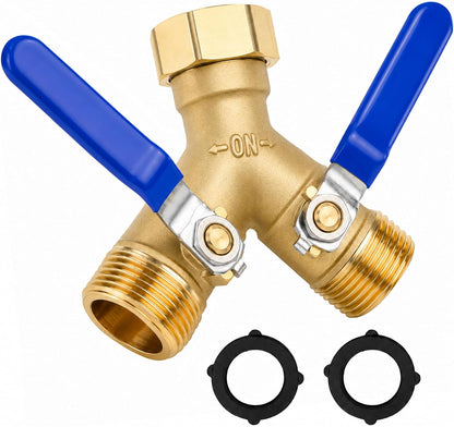 CARPATHEN 3/4" Standard 2 Way Garden Hose Splitter, Heavy Duty Metal Body