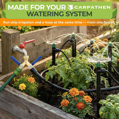 CARPATHEN 3/4" Standard 2 Way Garden Hose Splitter, Heavy Duty Metal Body
