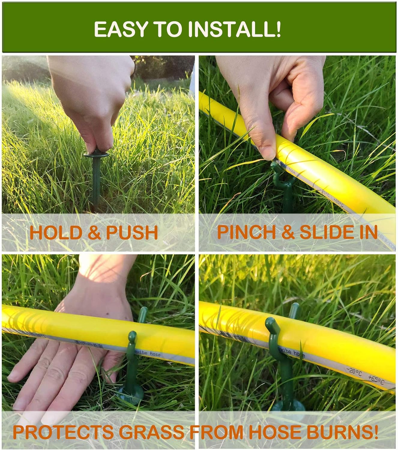Garden Hose Holder Stake Set of 36 - Durable Plastic fits 3/4 inch Hose Guides for Lawn,Yard & Plant Care, Soaker Hose Support, Kink-Free Watering (Fits 3/4” Hoses)