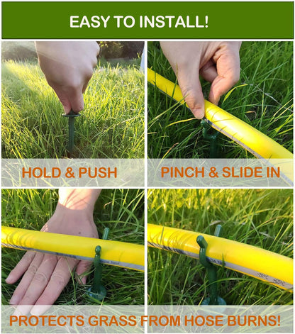 Garden Hose Holder Stake Set of 36 - Durable Plastic fits 3/4 inch Hose Guides for Lawn,Yard & Plant Care, Soaker Hose Support, Kink-Free Watering (Fits 3/4” Hoses)