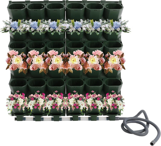 Self Watering Planter Wall Mounted, 36 Pockets Automatic Drip Irrigation System with Timer,Vertical Garden Flower Pot for Balcony,Garden,Home,9.84ft Hose