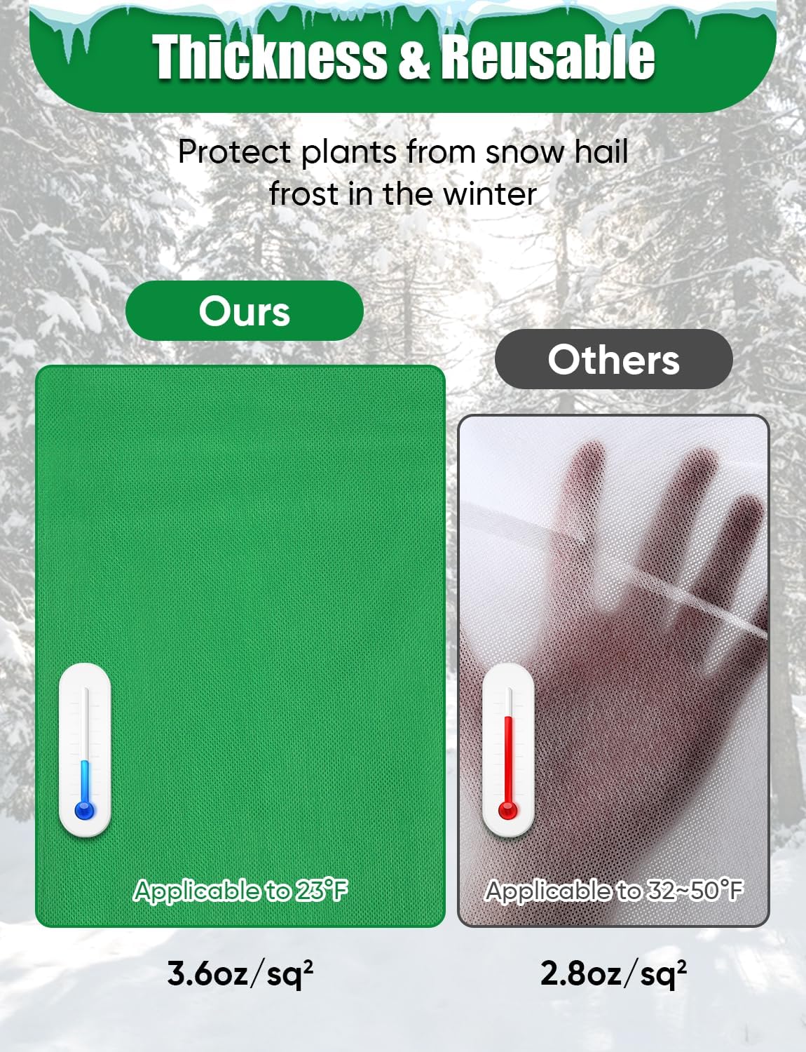 2Pack Winter Plant Covers Freeze Protection - 71" x 63" Large Thickened Frost Blankets for Plants Fruit Tree Shrubs Cloth Protector Drawstring Bags Jacket for Outdoor Plants (3.2 oz/yd²)
