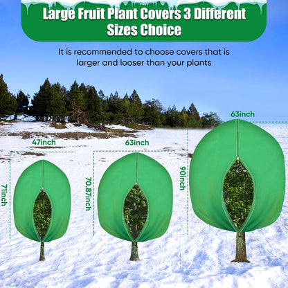 2Pack Winter Plant Covers Freeze Protection - 71" x 63" Large Thickened Frost Blankets for Plants Fruit Tree Shrubs Cloth Protector Drawstring Bags Jacket for Outdoor Plants (3.2 oz/yd²)