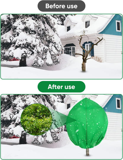 2Pack Winter Plant Covers Freeze Protection - 71" x 63" Large Thickened Frost Blankets for Plants Fruit Tree Shrubs Cloth Protector Drawstring Bags Jacket for Outdoor Plants (3.2 oz/yd²)