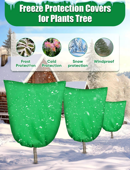 2Pack Winter Plant Covers Freeze Protection - 71" x 63" Large Thickened Frost Blankets for Plants Fruit Tree Shrubs Cloth Protector Drawstring Bags Jacket for Outdoor Plants (3.2 oz/yd²)