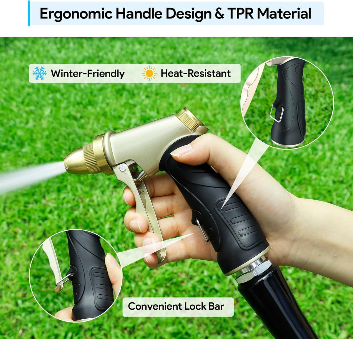 Garden Hose Nozzle, Heavy Duty Metal Spray Nozzle