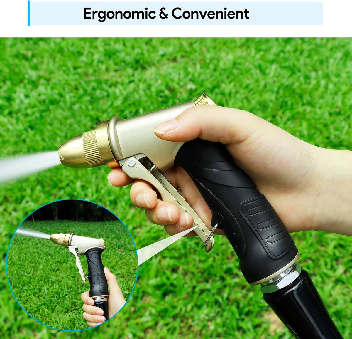 Garden Hose Nozzle, Heavy Duty Metal Spray Nozzle