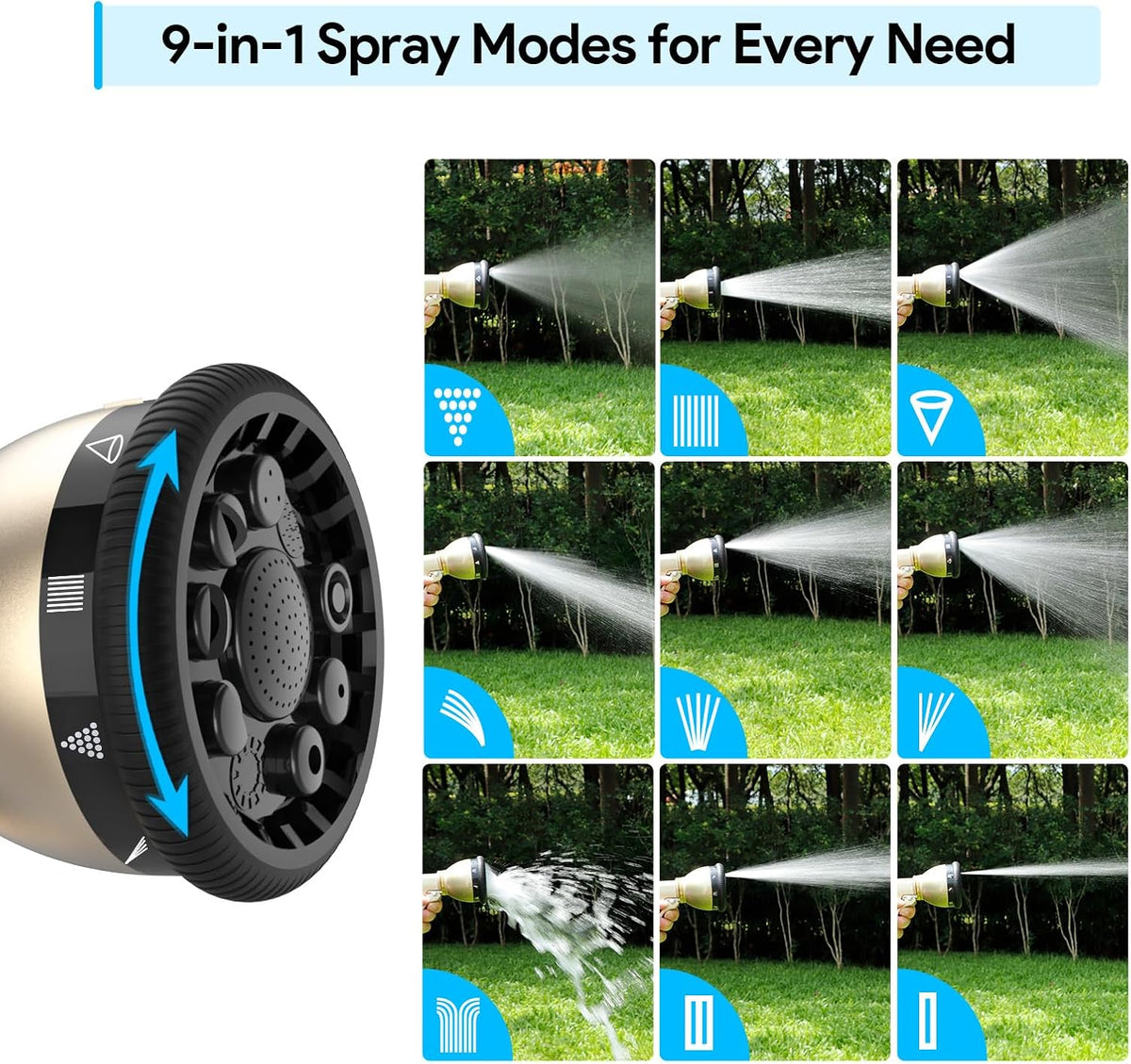 Garden Hose Nozzle, Heavy Duty Metal Spray Nozzle