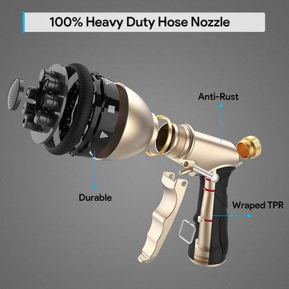 Garden Hose Nozzle, Heavy Duty Metal Spray Nozzle