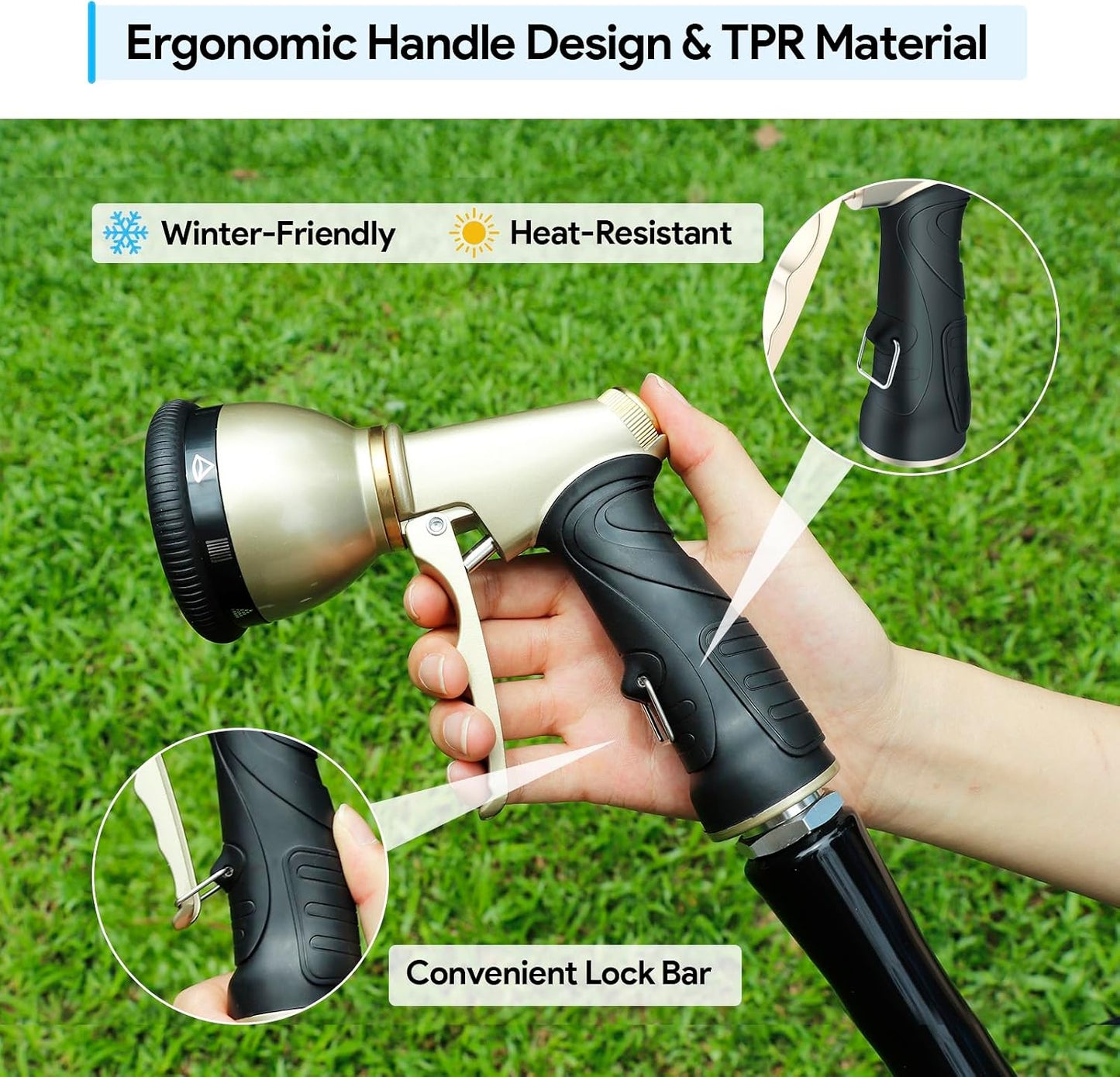 Garden Hose Nozzle, Heavy Duty Metal Spray Nozzle