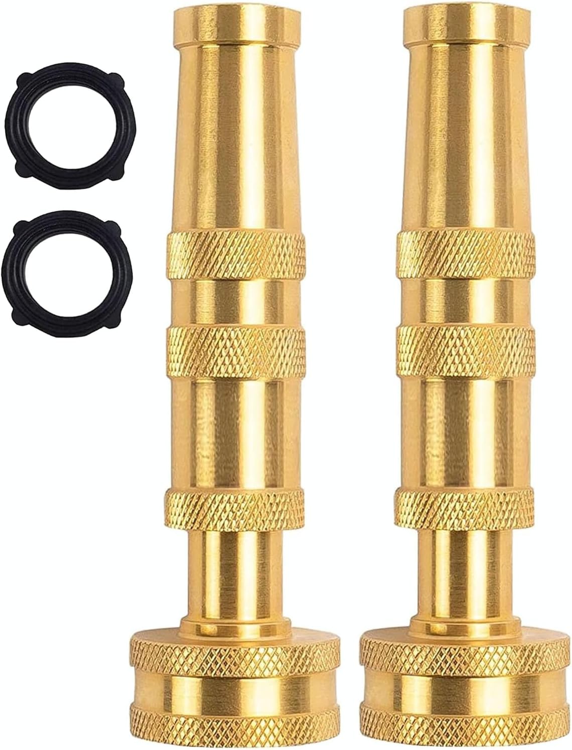 Garden Hose Nozzle, Solid Brass Heavy Duty Adjustable Twist Hose Nozzle, High Pressure Water Hose Sprayer Nozzle, 2 Pack