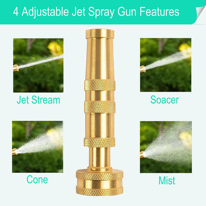 Garden Hose Nozzle, Solid Brass Heavy Duty Adjustable Twist Hose Nozzle, High Pressure Water Hose Sprayer Nozzle, 2 Pack