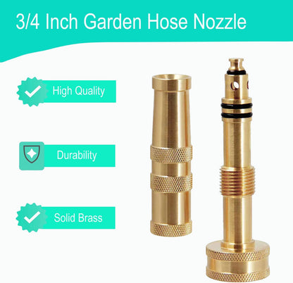 Garden Hose Nozzle, Solid Brass Heavy Duty Adjustable Twist Hose Nozzle, High Pressure Water Hose Sprayer Nozzle, 2 Pack