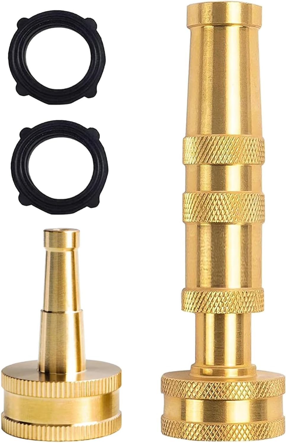Garden Hose Nozzle, Solid Brass Heavy Duty Adjustable Twist Hose Nozzle, High Pressure Water Hose Sprayer Nozzle, 2 Pack