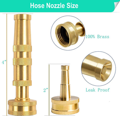 Garden Hose Nozzle, Solid Brass Heavy Duty Adjustable Twist Hose Nozzle, High Pressure Water Hose Sprayer Nozzle, 2 Pack