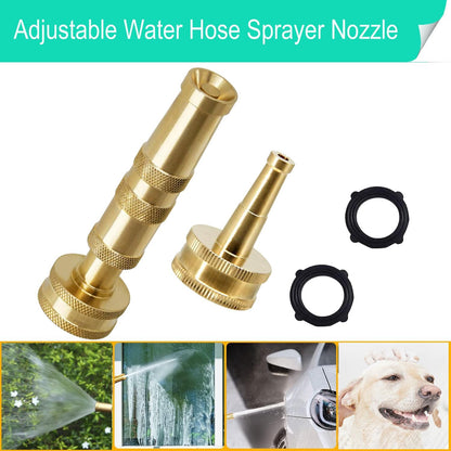 Garden Hose Nozzle, Solid Brass Heavy Duty Adjustable Twist Hose Nozzle, High Pressure Water Hose Sprayer Nozzle, 2 Pack