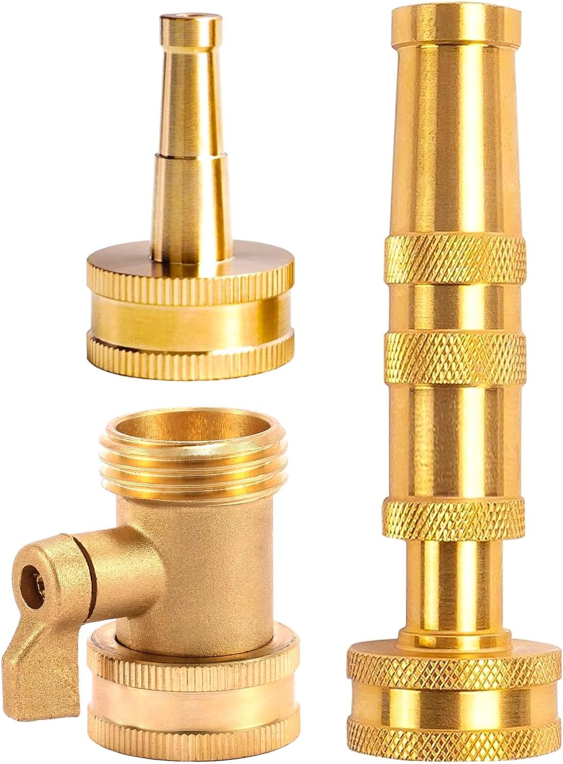 Garden Hose Nozzle, Solid Brass Heavy Duty Adjustable Twist Hose Nozzle, High Pressure Water Hose Sprayer Nozzle, 2 Pack