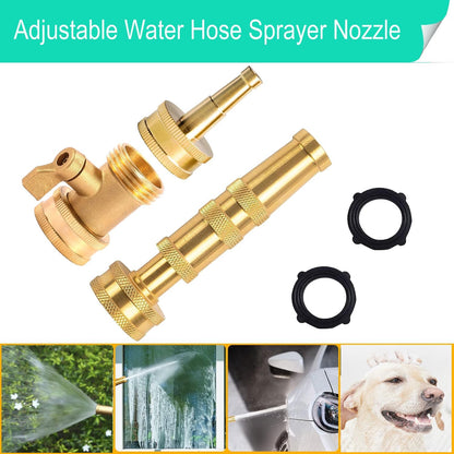 Garden Hose Nozzle, Solid Brass Heavy Duty Adjustable Twist Hose Nozzle, High Pressure Water Hose Sprayer Nozzle, 2 Pack