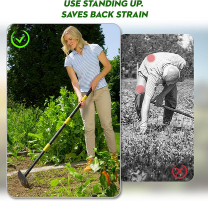2 in 1 Garden Hoe, 17-60" Adjustable Long Handle Heavy Duty Hoe Garden Tool Weeding Tool for Lawn Care, Weed Removal, Soil Loosening & Cultivating