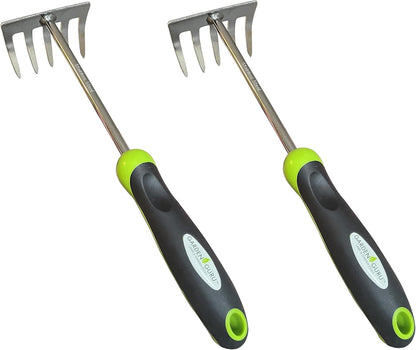 Stainless Steel Hand Rake Cultivator Tiller Tool - Stainless Steel for Ultimate Strength - Rust Resistant - Ergonomic Handle - Great for Gardening Cultivating Loosening Weeding Mulching