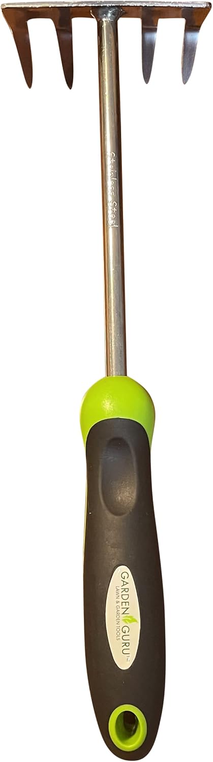 Stainless Steel Hand Rake Cultivator Tiller Tool - Stainless Steel for Ultimate Strength - Rust Resistant - Ergonomic Handle - Great for Gardening Cultivating Loosening Weeding Mulching