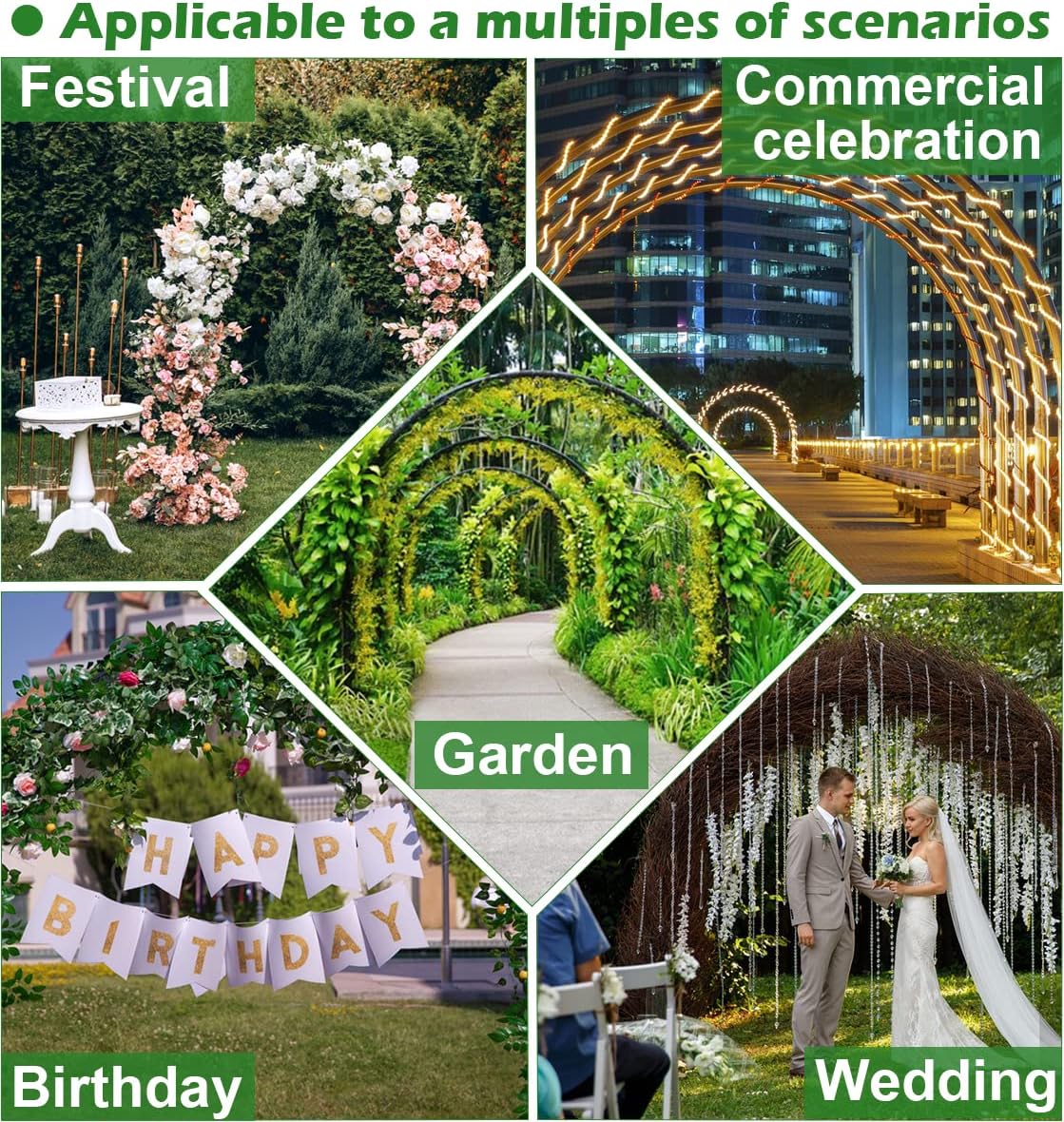 Extra Large Garden Arch 7.2Ft Wide 9.2Ft High, Black