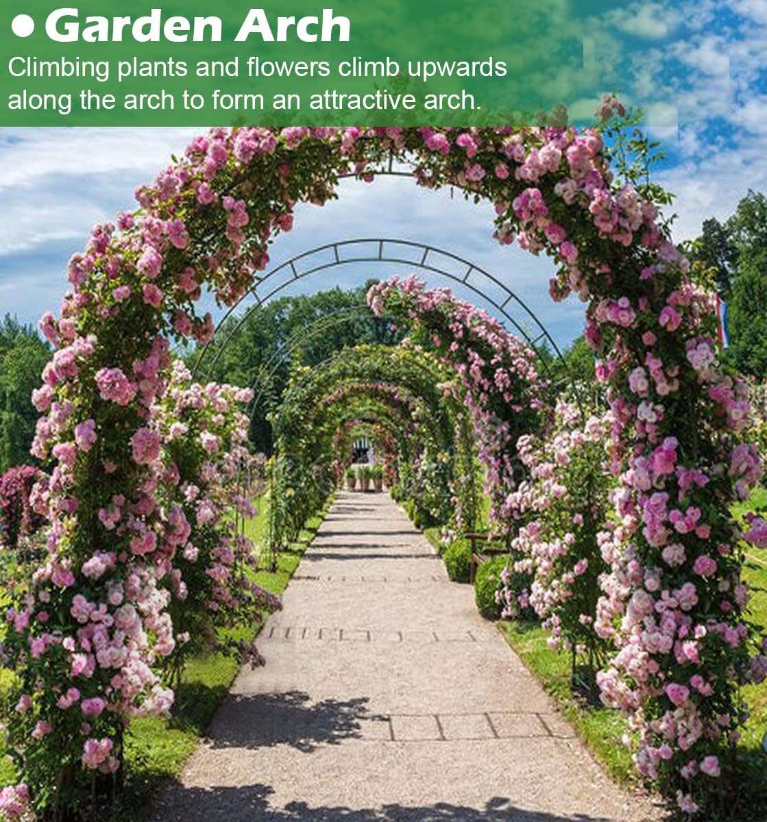 Extra Large Garden Arch 7.2Ft Wide 9.2Ft High, Black