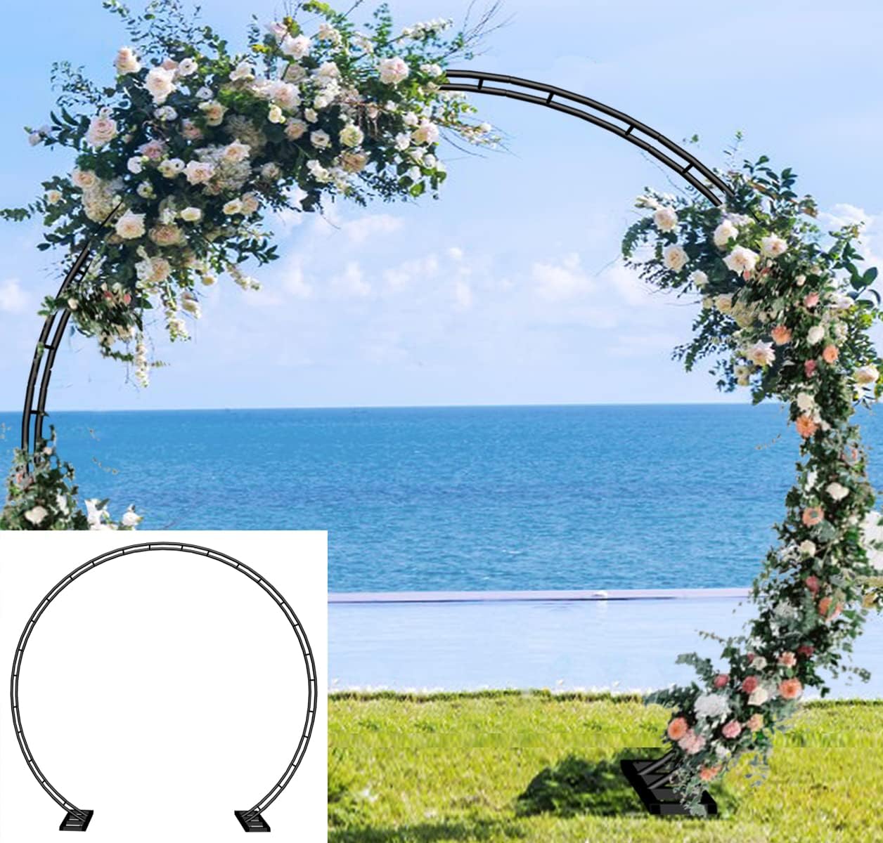 Extra Large Garden Arch 7.2Ft Wide 9.2Ft High, Black