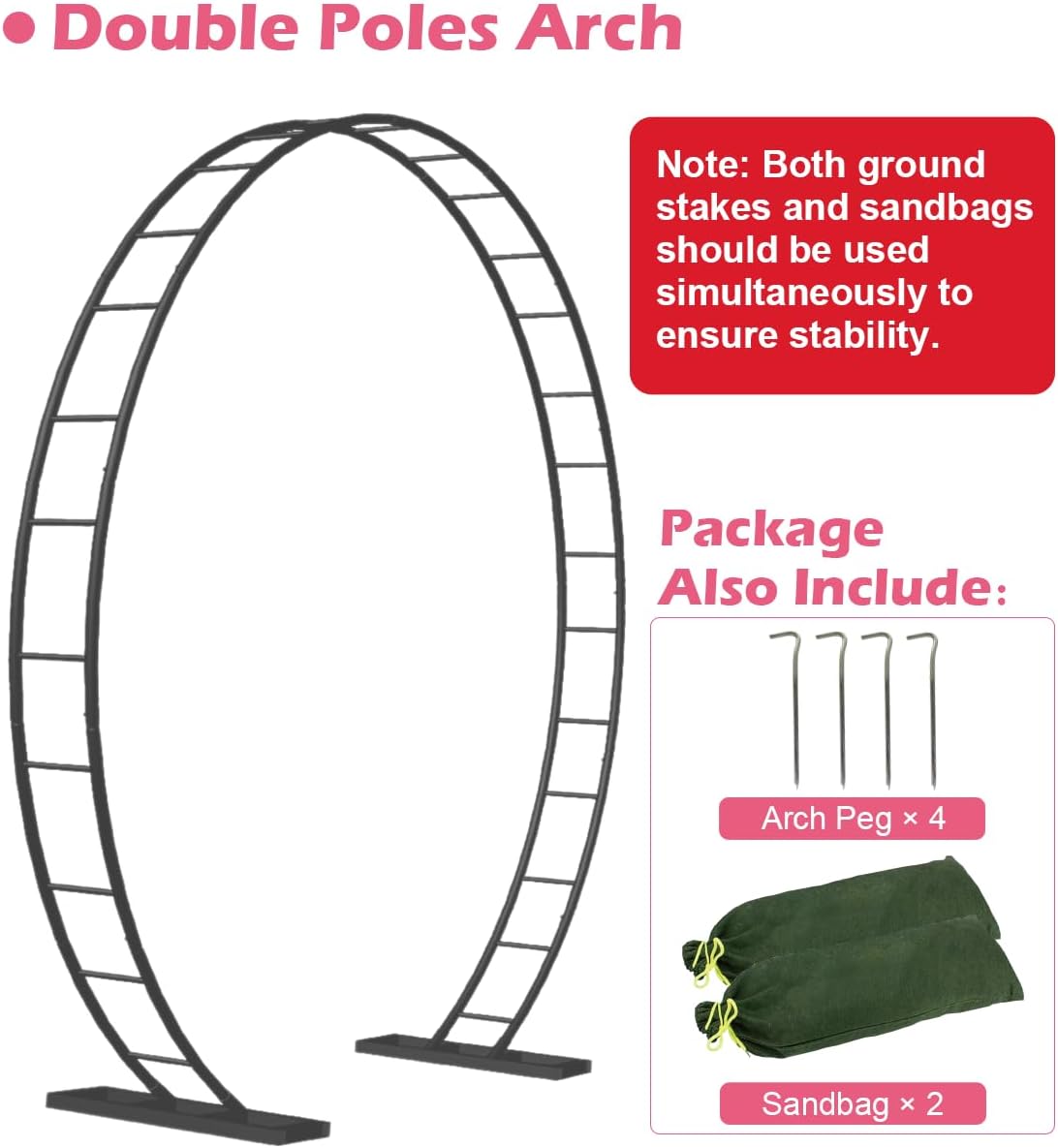Extra Large Garden Arch 7.2Ft Wide 9.2Ft High, Black