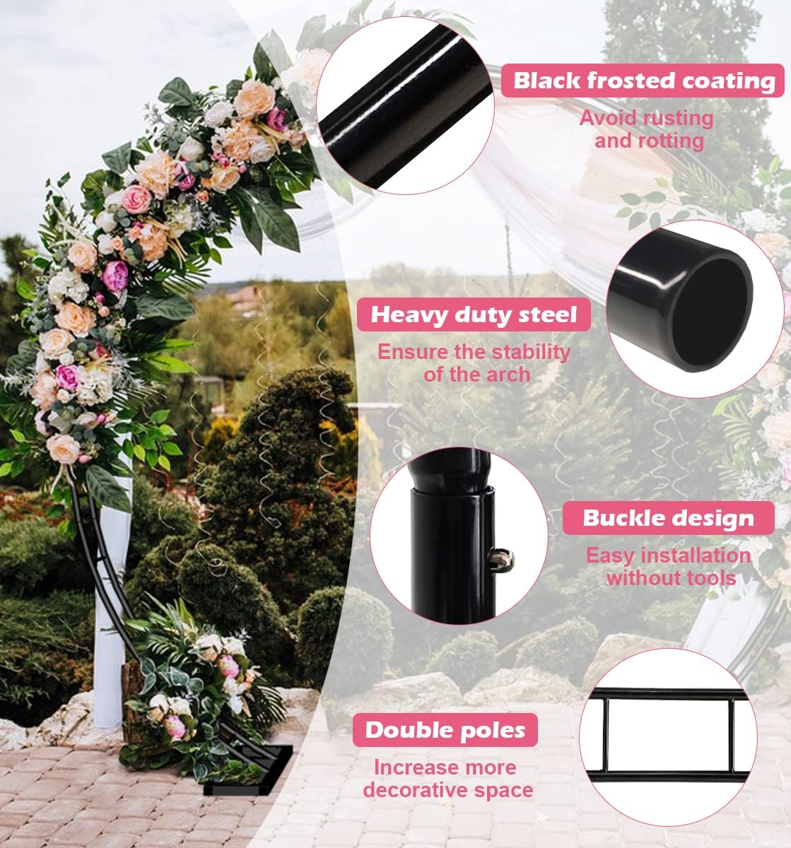 Extra Large Garden Arch 7.2Ft Wide 9.2Ft High, Black