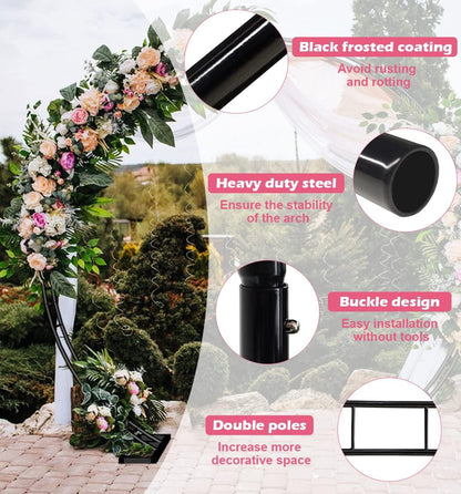 Extra Large Garden Arch 7.2Ft Wide 9.2Ft High, Black