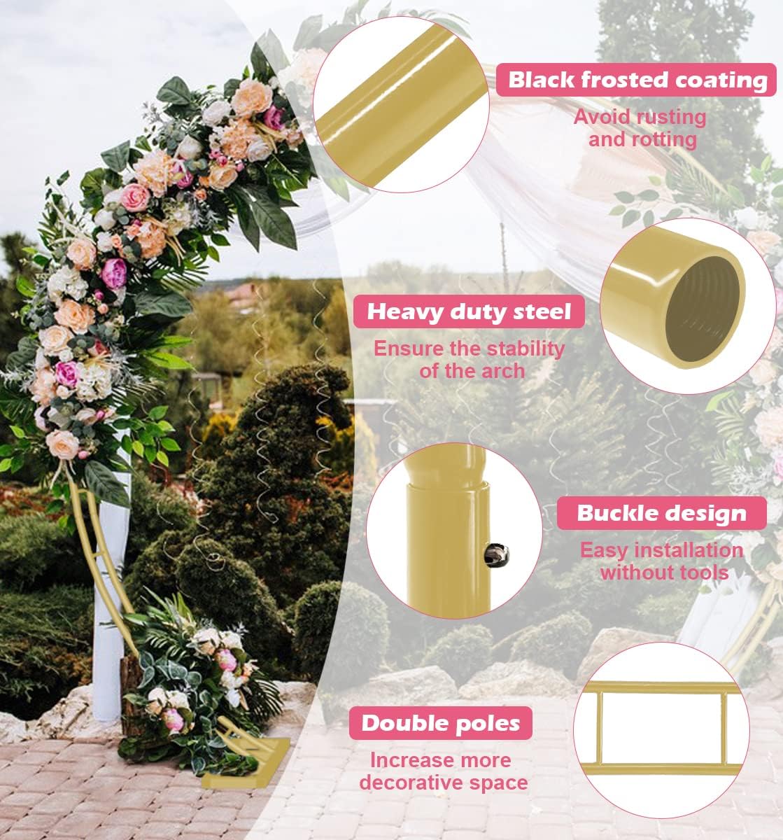 Extra Large Garden Arch 7.2Ft Wide 9.2Ft High, Black