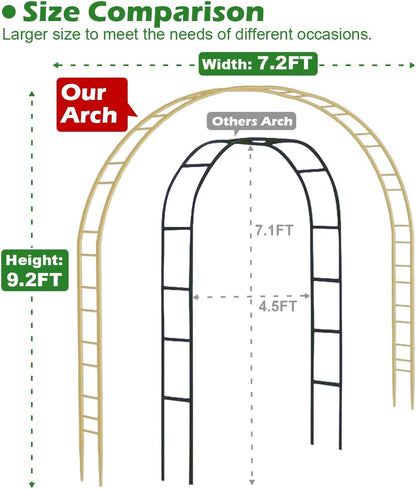 Extra Large Garden Arch 7.2Ft Wide 9.2Ft High, Black
