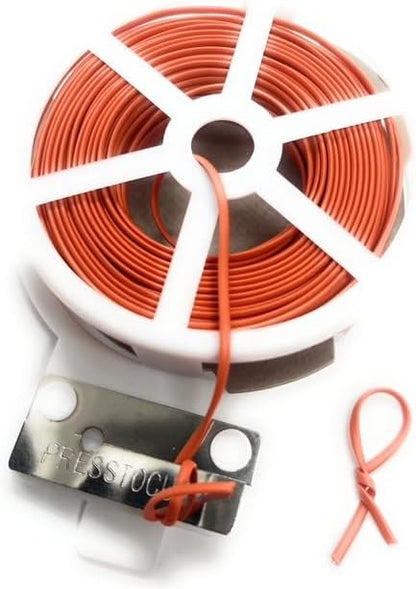 100ft (30m) Plastic Oval Twist Tie Spool with Cutter (Clear -1pc)