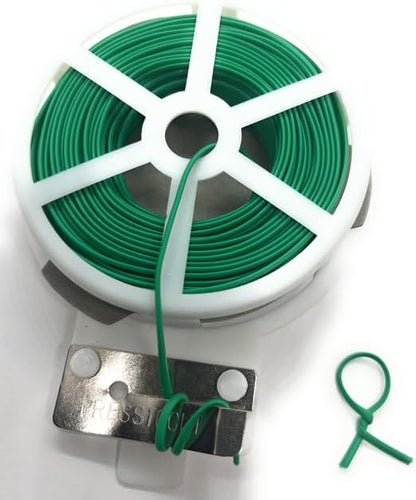 100ft (30m) Plastic Oval Twist Tie Spool with Cutter (Clear -1pc)