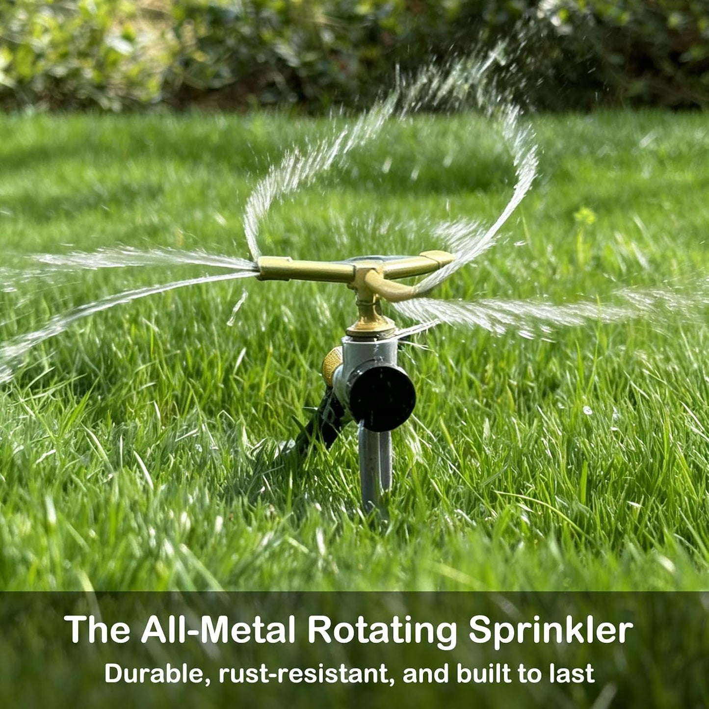 [2 Pack] 3-Arm Rotary Sprinkler Brass Nozzle Metal Spike Base