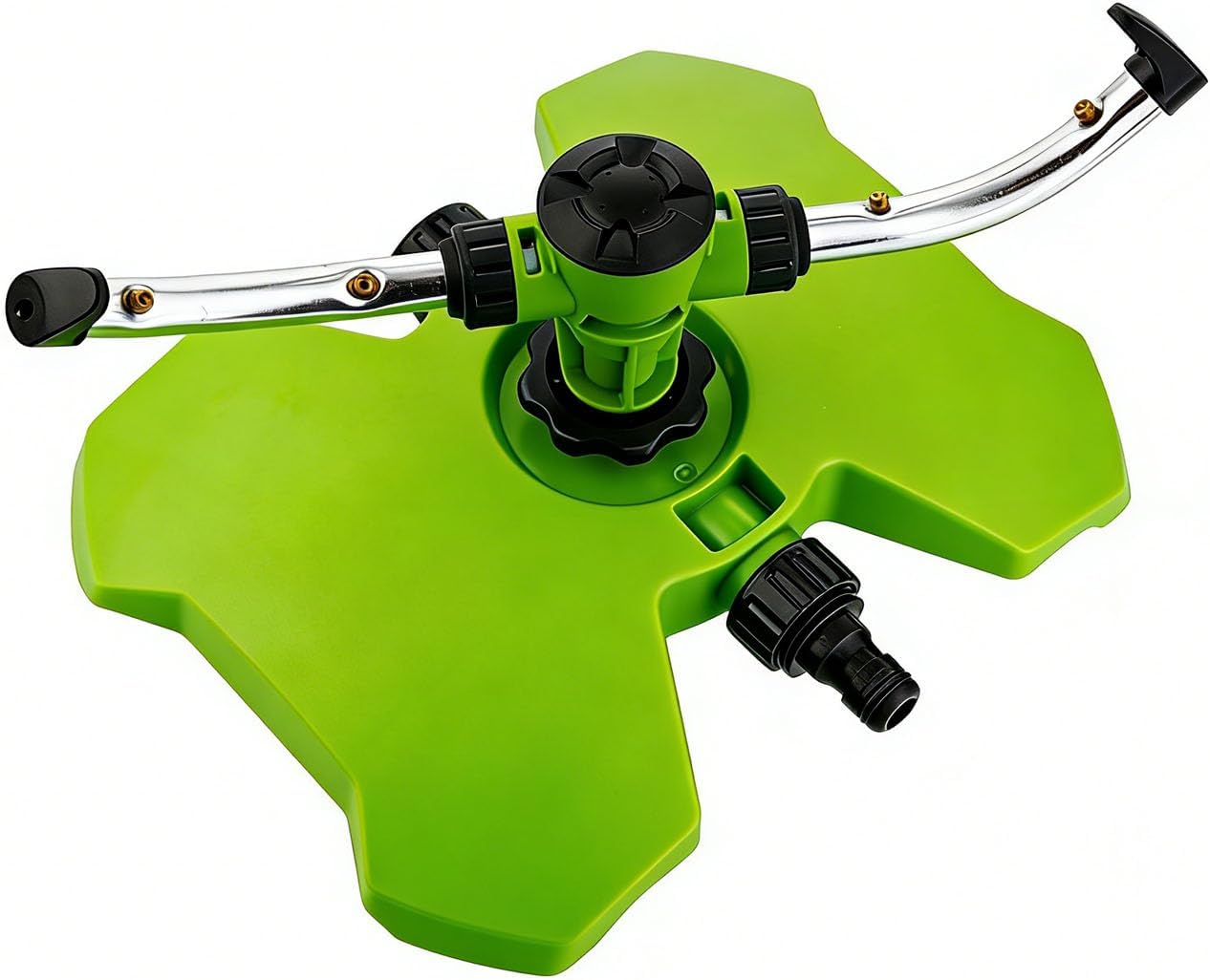 [2 Pack] 3-Arm Rotary Sprinkler Brass Nozzle Metal Spike Base