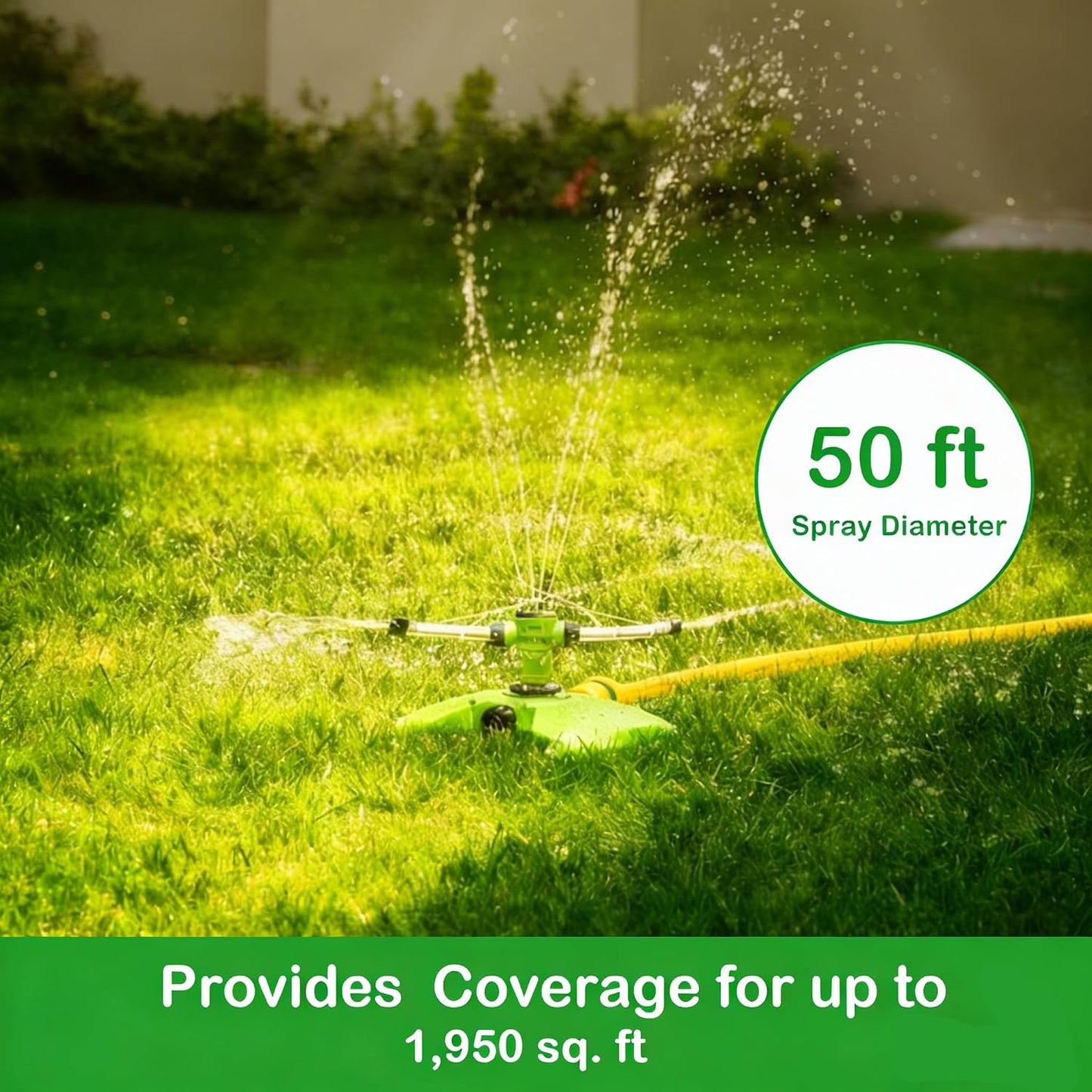 [2 Pack] 3-Arm Rotary Sprinkler Brass Nozzle Metal Spike Base