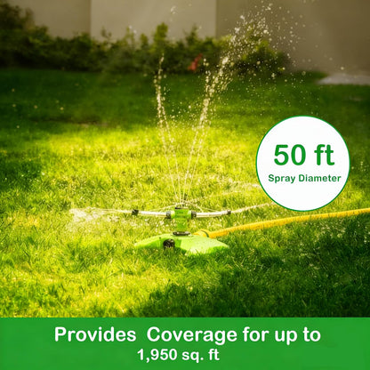 [2 Pack] 3-Arm Rotary Sprinkler Brass Nozzle Metal Spike Base
