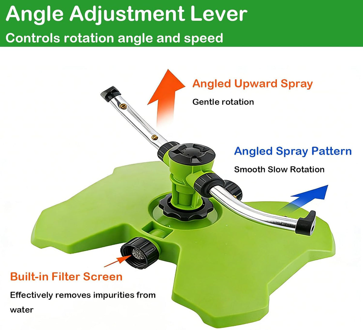[2 Pack] 3-Arm Rotary Sprinkler Brass Nozzle Metal Spike Base
