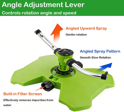 [2 Pack] 3-Arm Rotary Sprinkler Brass Nozzle Metal Spike Base
