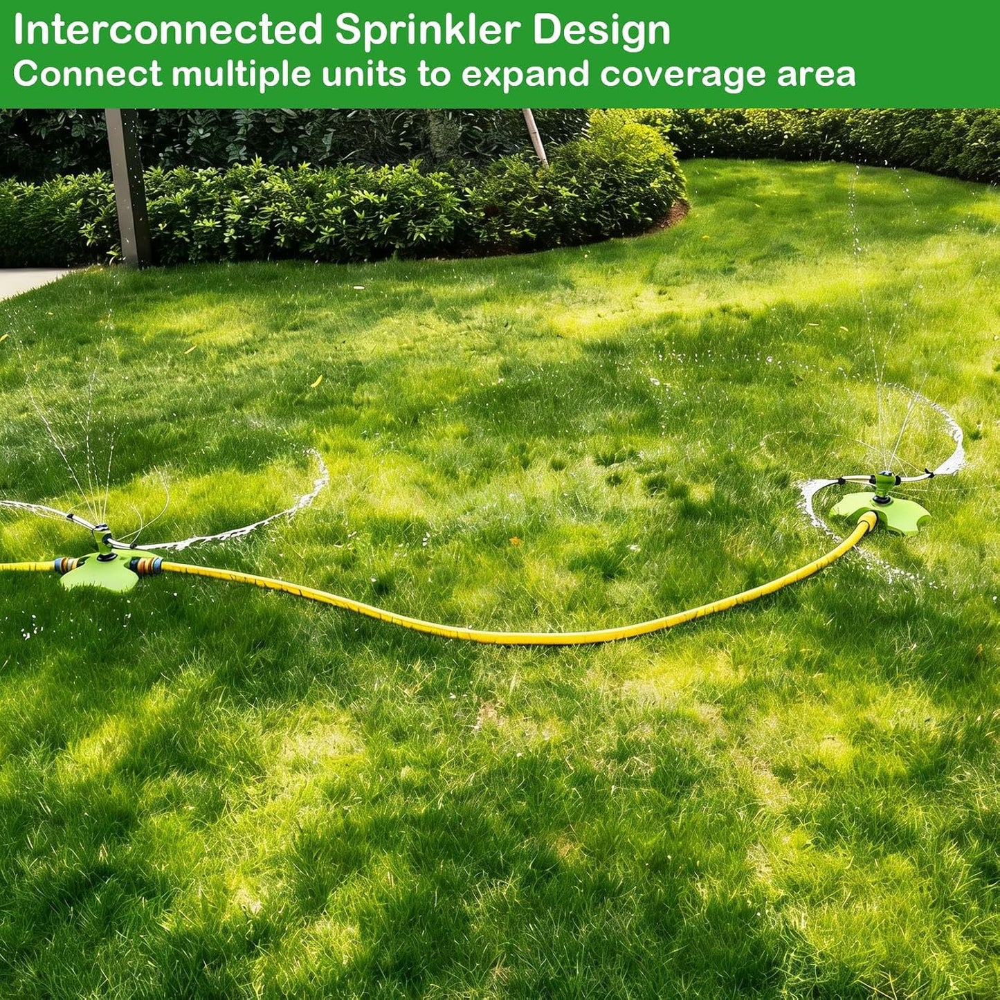 [2 Pack] 3-Arm Rotary Sprinkler Brass Nozzle Metal Spike Base