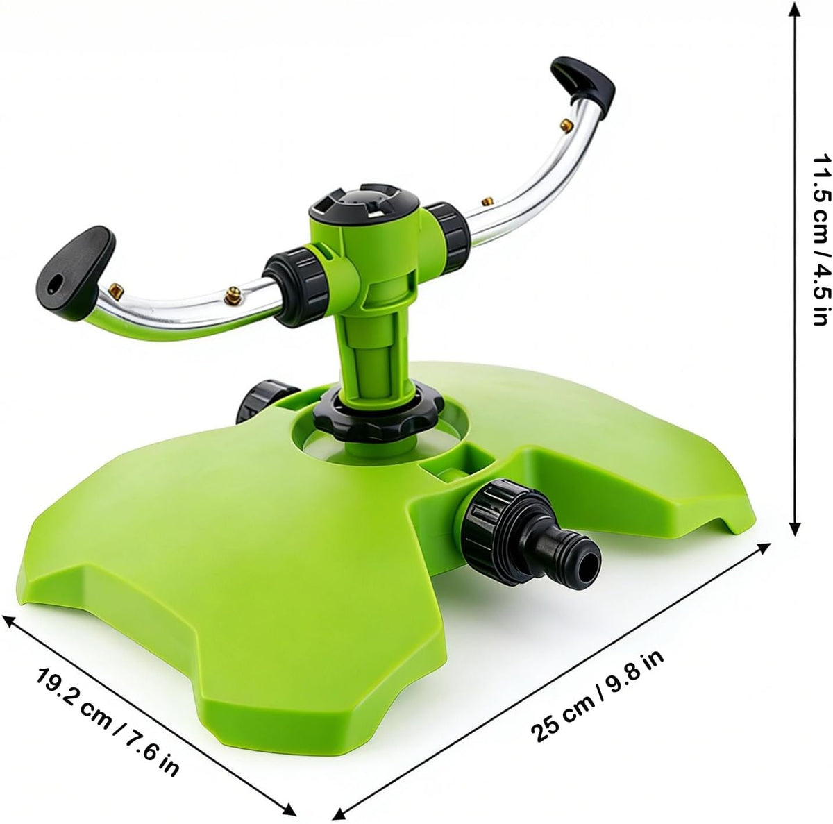 [2 Pack] 3-Arm Rotary Sprinkler Brass Nozzle Metal Spike Base