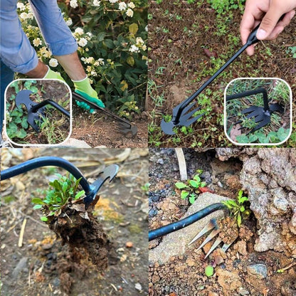 Weed Puller Tool, 4-Claw Manganese Steel Gardening Hand Weeding Tool, Weed Remover for Crabgrass Dandelion, 17-Inch Manual Soil Loosening and Transplanting Claw for Yard Flower Beds & Light Digging