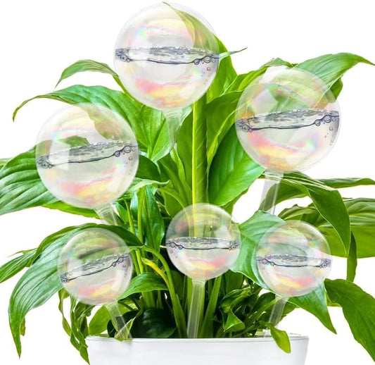6PCS Plant Watering Globes,Iridescent Rainbow Clear Watering Bulbs,Glass Self Watering Planter Insert,Watering Bulbs for Flowerpot,Indoor,Outdoor,Hanging Plants Home Garden(3 Large+3 Small)