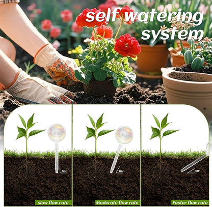 6PCS Plant Watering Globes,Iridescent Rainbow Clear Watering Bulbs,Glass Self Watering Planter Insert,Watering Bulbs for Flowerpot,Indoor,Outdoor,Hanging Plants Home Garden(3 Large+3 Small)